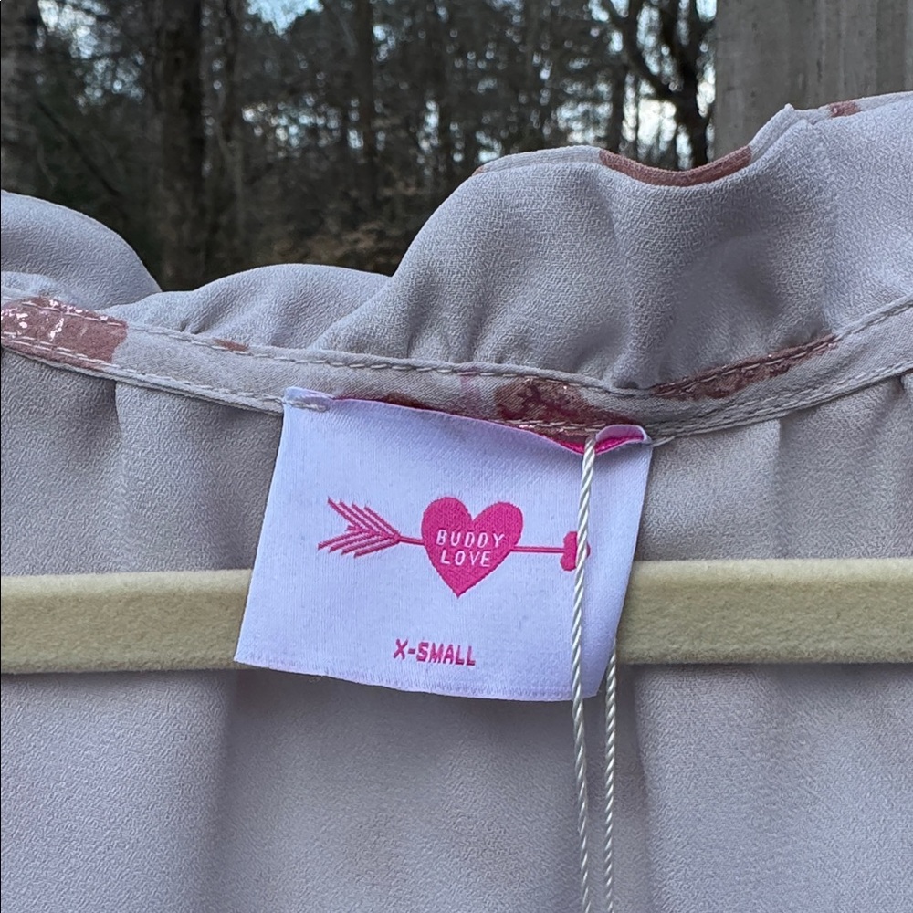 Buddy Love light blush pink ruffled neckline blouse - Picture 4 of 8